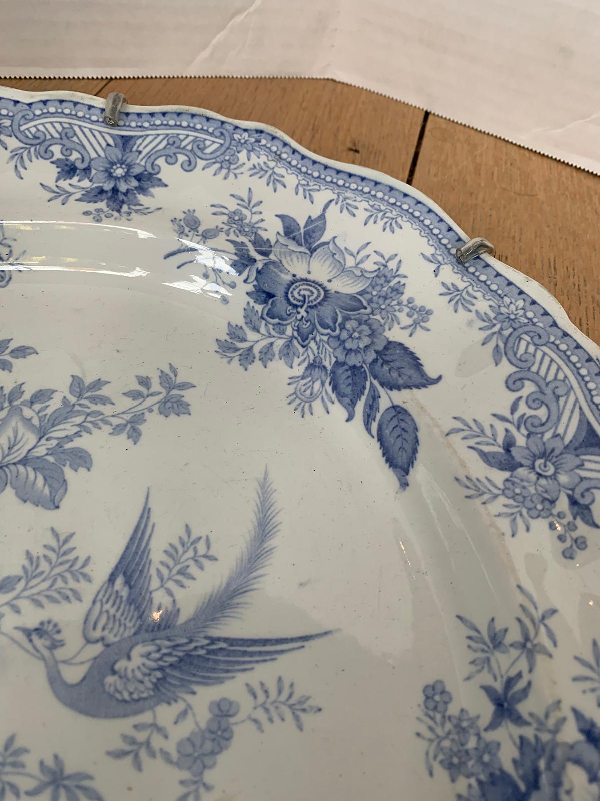 English Transferware Oval Charger in Asiatic Pheasants Pattern, Unmarked For Sale 4