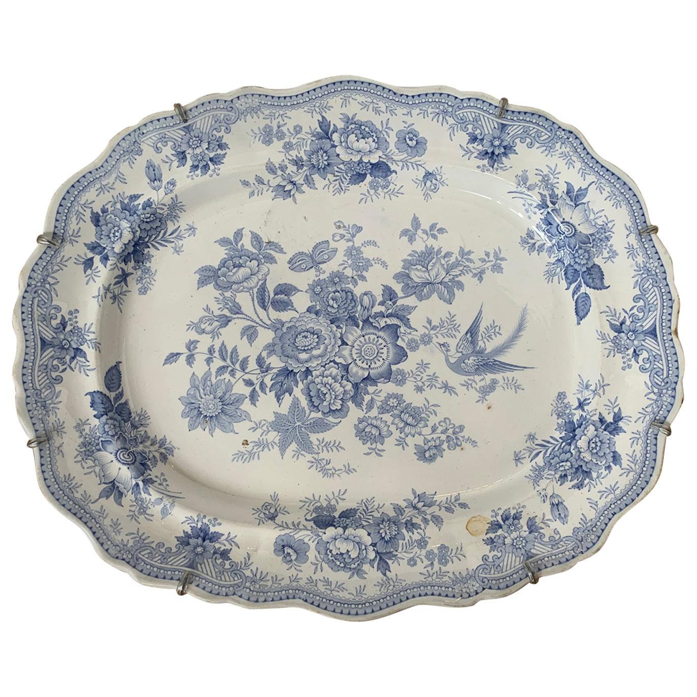 English Transferware Oval Charger in Asiatic Pheasants Pattern, Unmarked For Sale