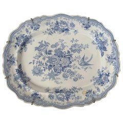 English Transferware Oval Charger in Asiatic Pheasants Pattern, Unmarked
