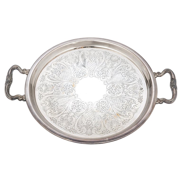 English Tray in Silver Plate with Handles at 1stDibs