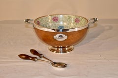 English Treen Bowl with Servers, Circa 1900
