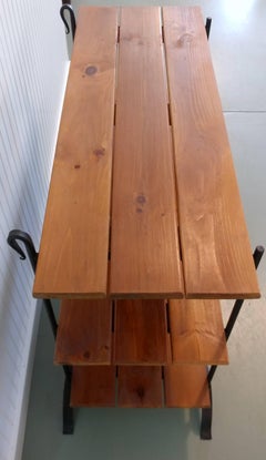 English Trestle Console Table with Removable Shelves, Offered by La Porte