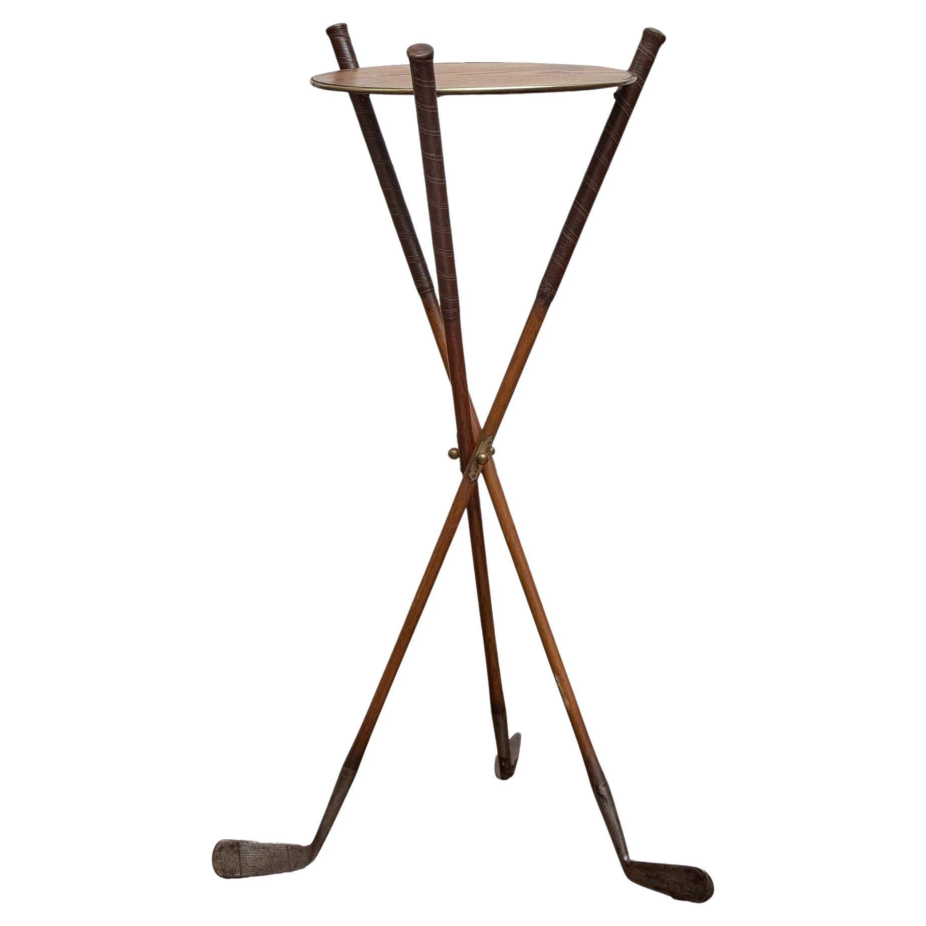 English Tripod Side Table Crafted from Hickory Shaft Golf Clubs, Circa 1920-1930 For Sale