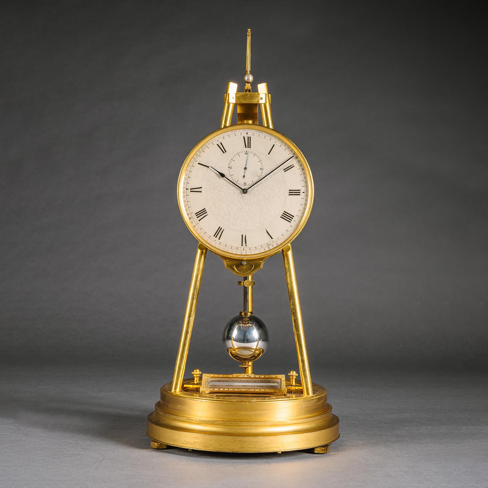 Victorian English Tripod Table Regulator Clock by Thomas Cole, Retailed by Hunt & Roskell For Sale