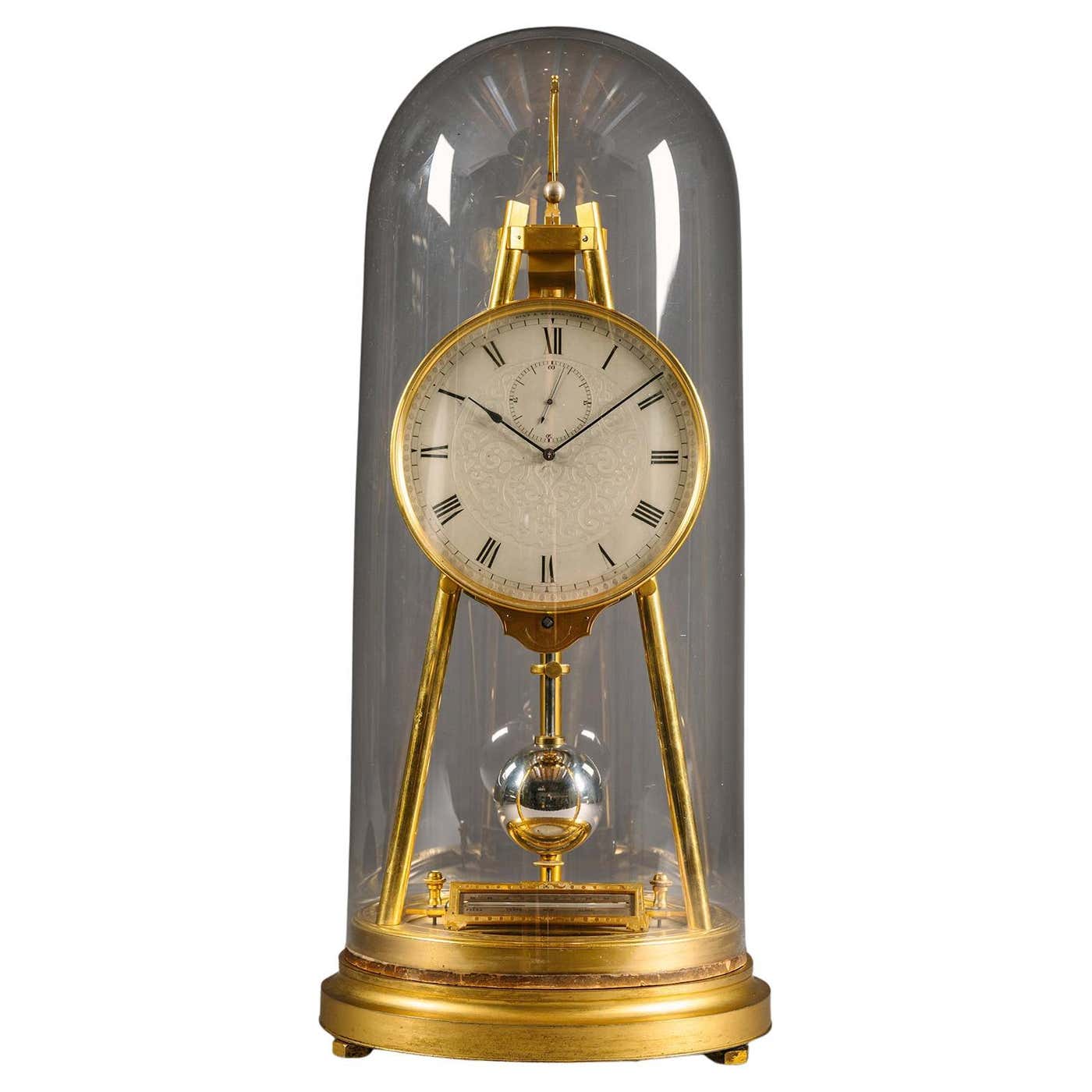 Clock Thomas Royle English Tripod Table Regulator Clock by Thomas Cole, Retailed by Hunt ...
