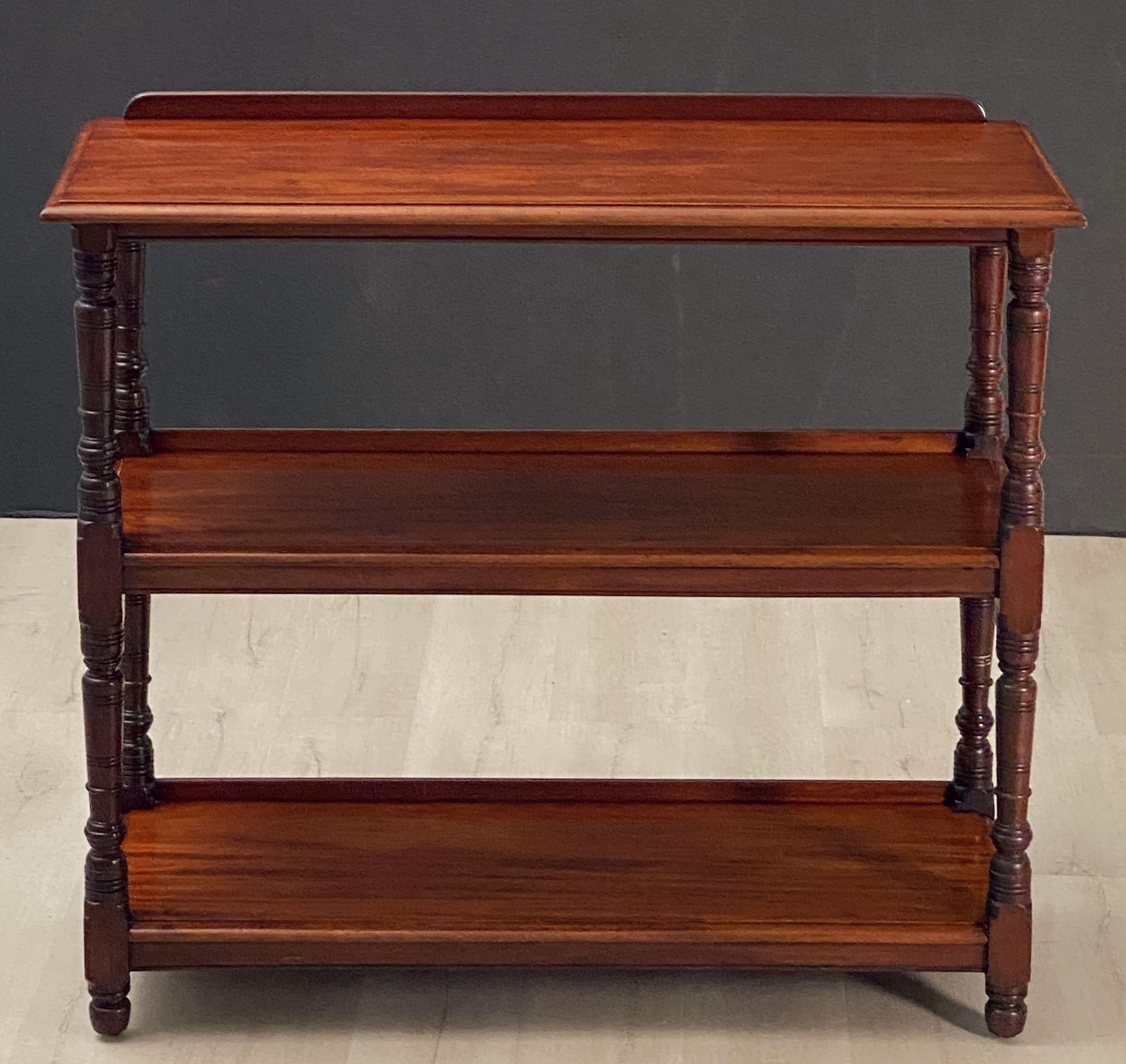 Brass English Trolley or Console Server of Mahogany
