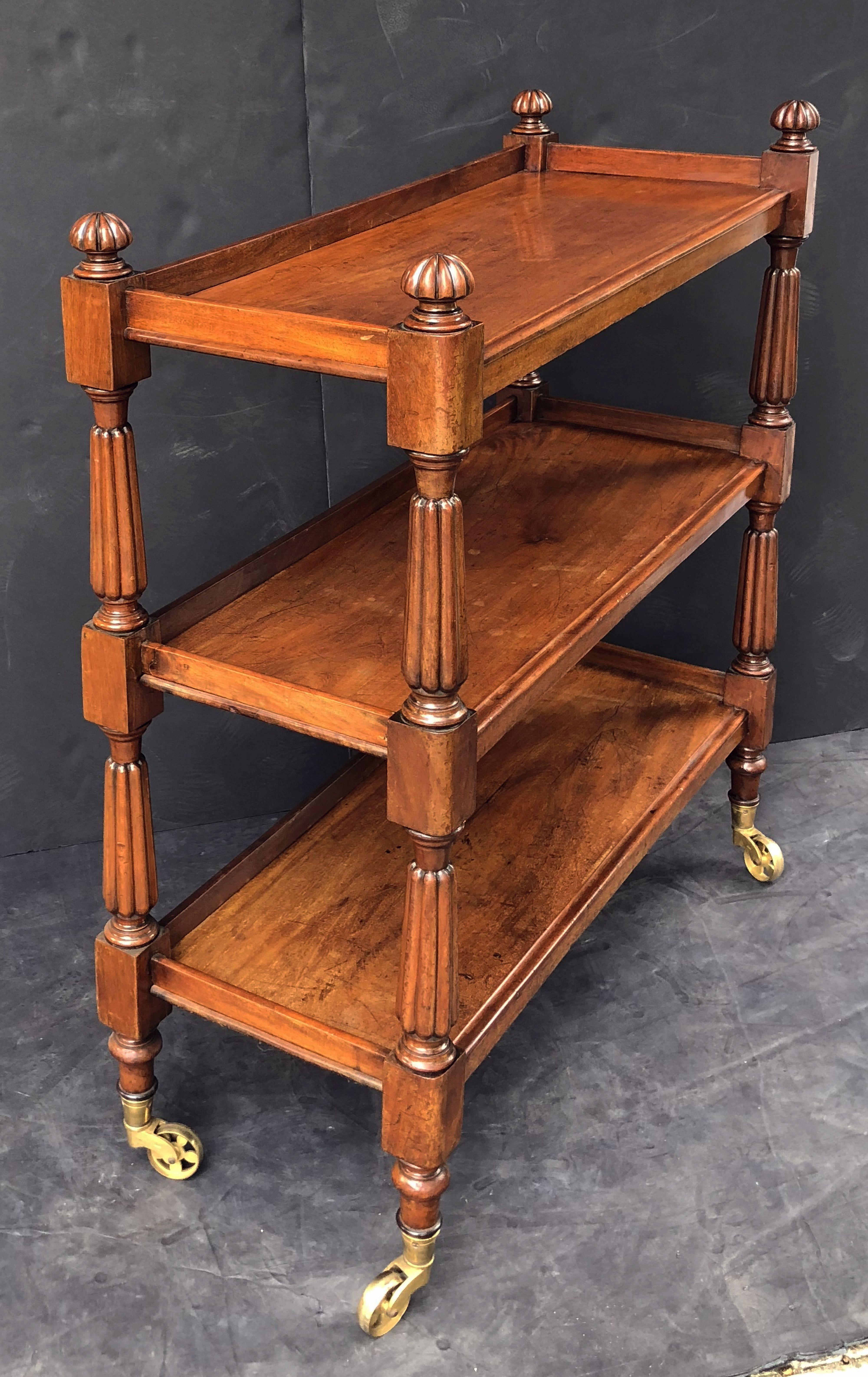 Metal English Trolley or Console Server of Mahogany