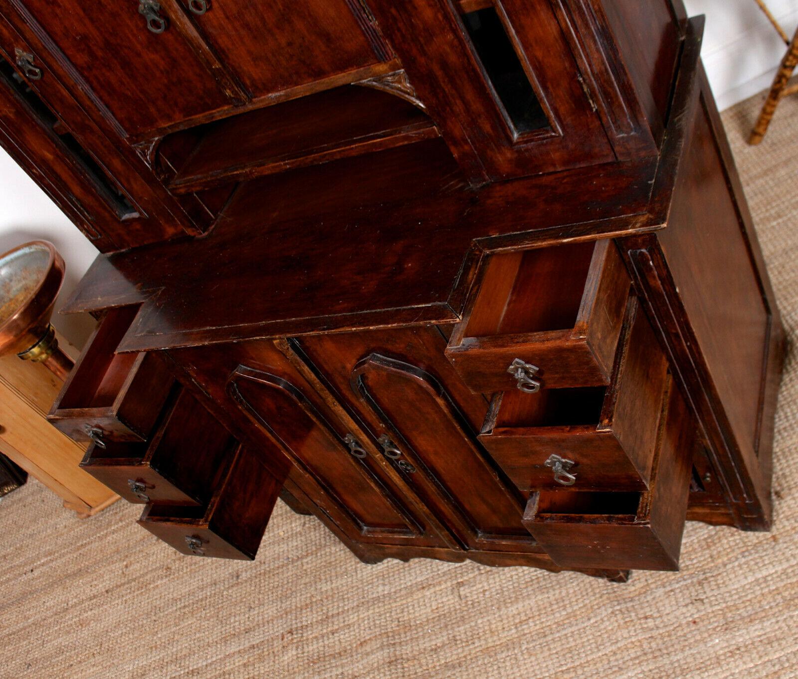 English Tudor Carved Dresser Cabinet For Sale 1