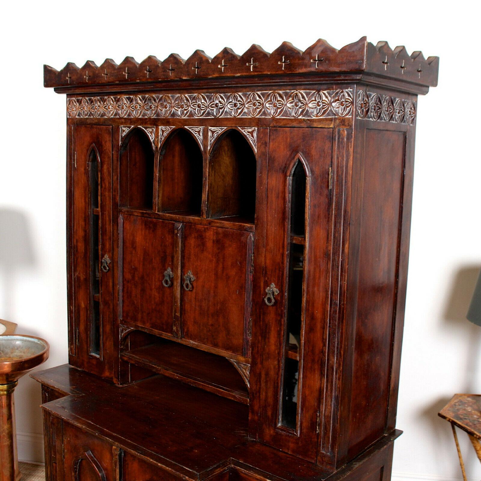 English Tudor Carved Dresser Cabinet For Sale 2