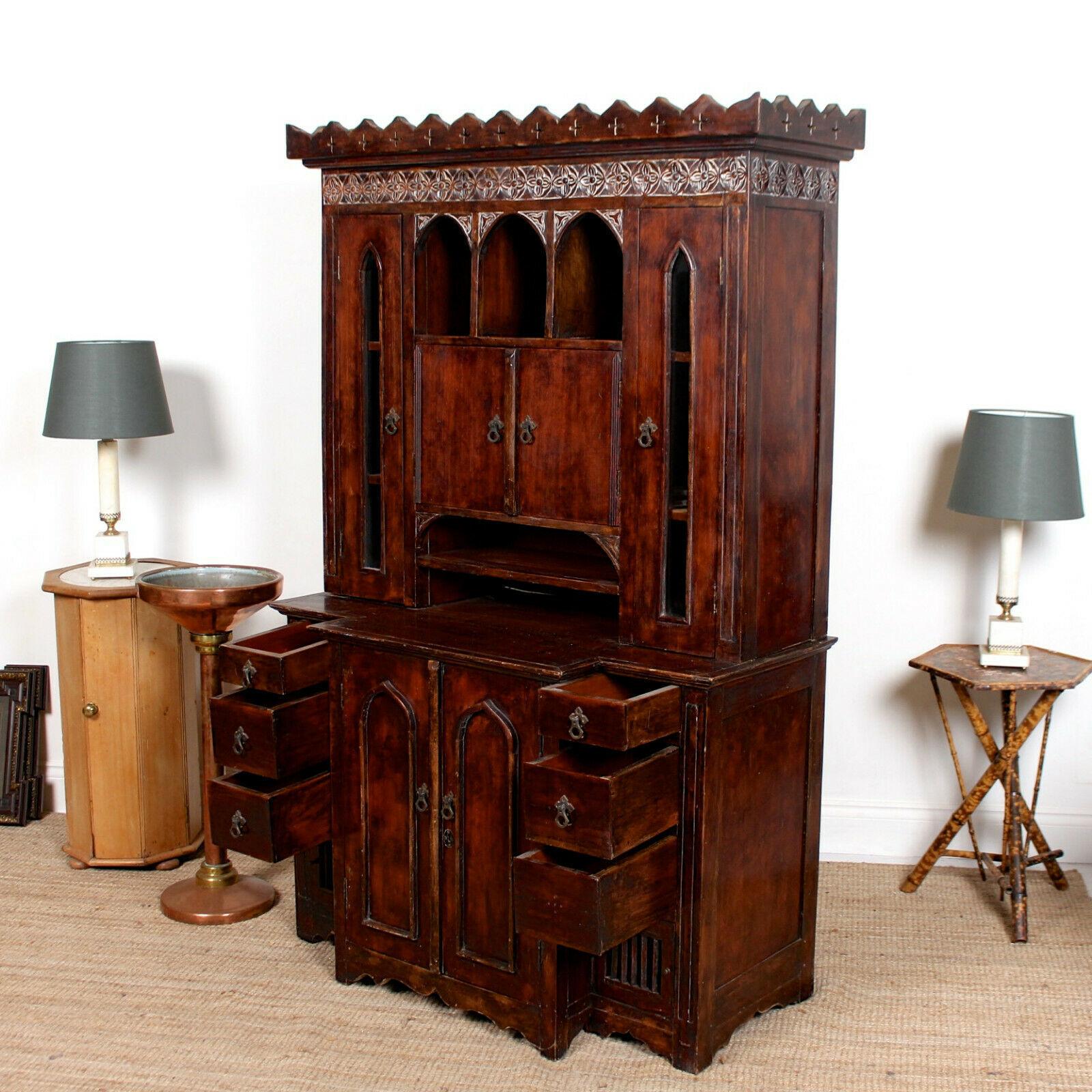 English Tudor Carved Dresser Cabinet For Sale 4