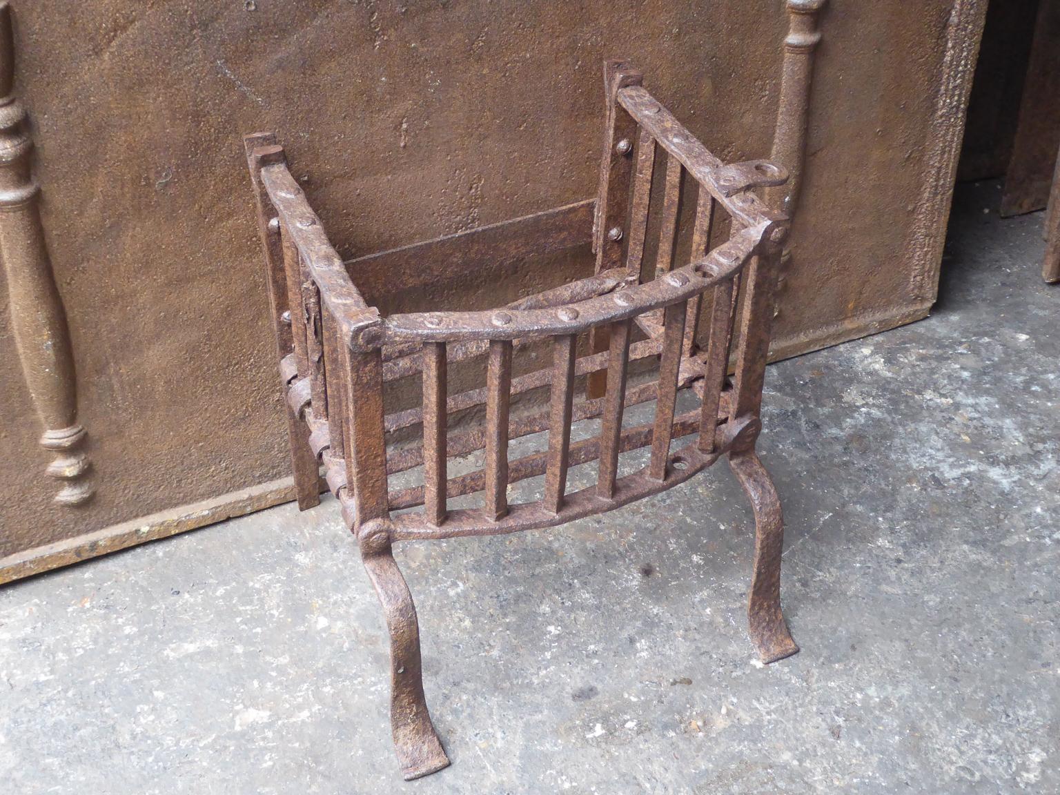 British English Tudor Fireplace Grate or Fire Basket, 17th Century