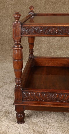 English Tudor Revival Oak Server with Exceptional Carvings, circa 1890