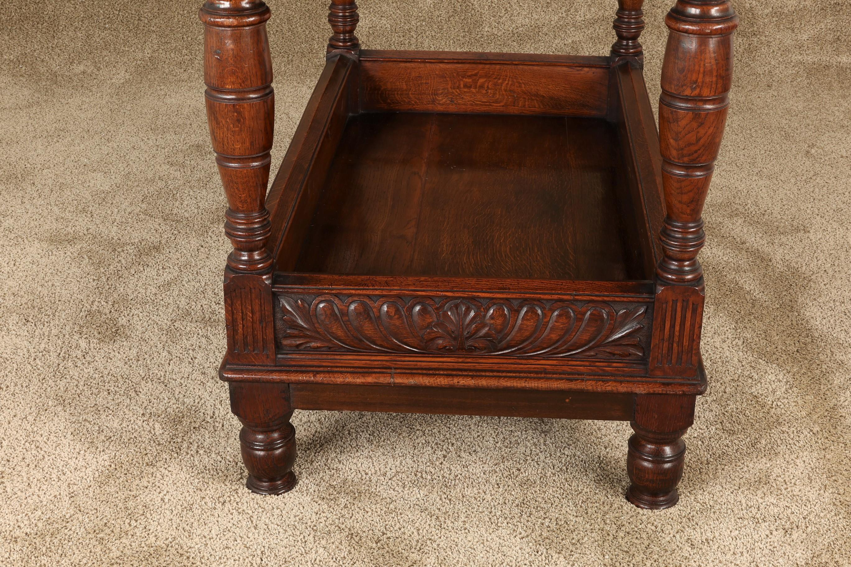 English Tudor Revival Oak Server with Exceptional Carvings, circa 1890 For Sale 3