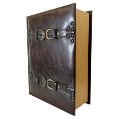 Englisch Tudor Stil braun Leder Holz Buch Box 
