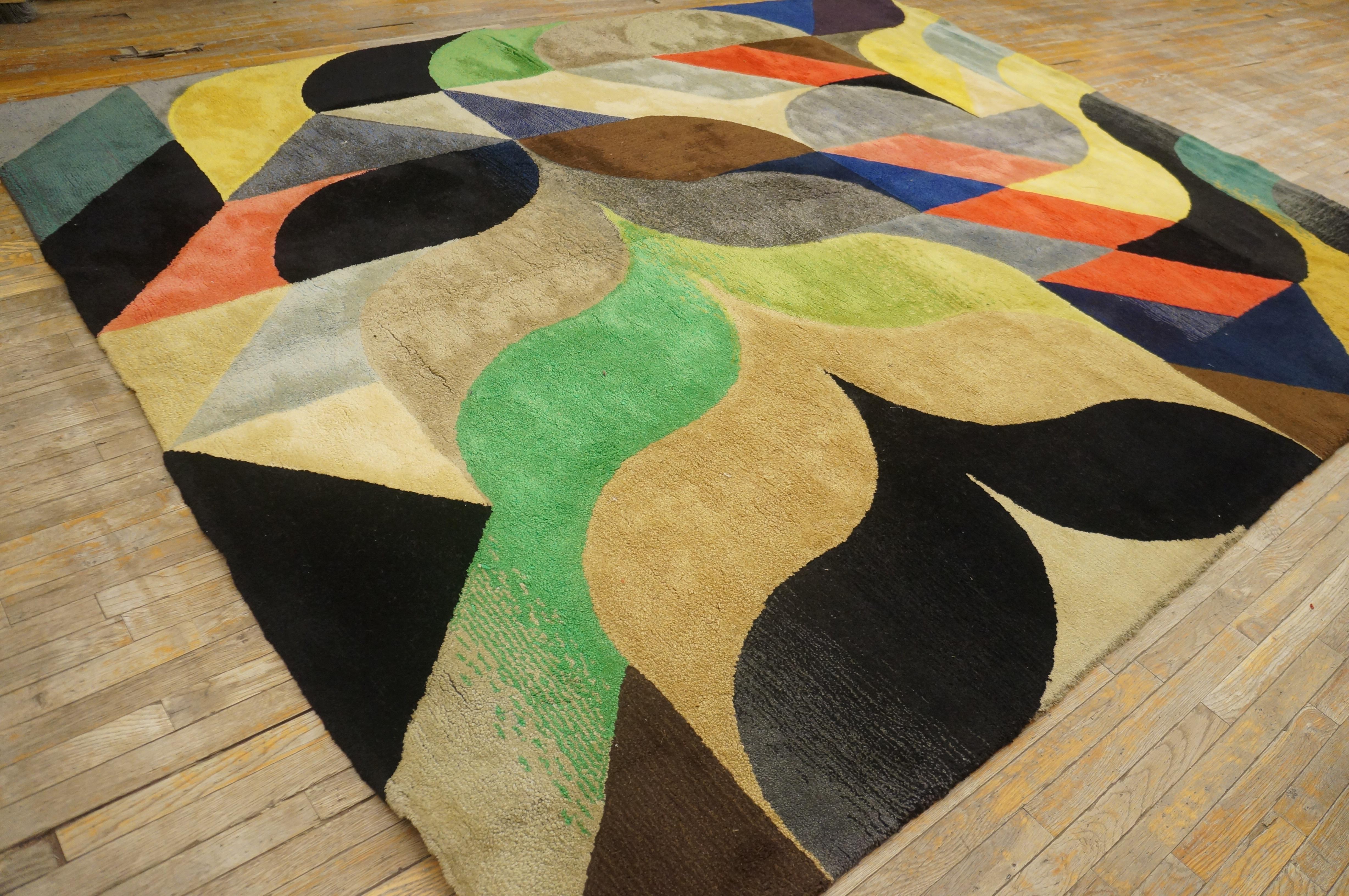 Alfombra inglesa Art Moderne Tufted de Ron English de los años 70 (9'3