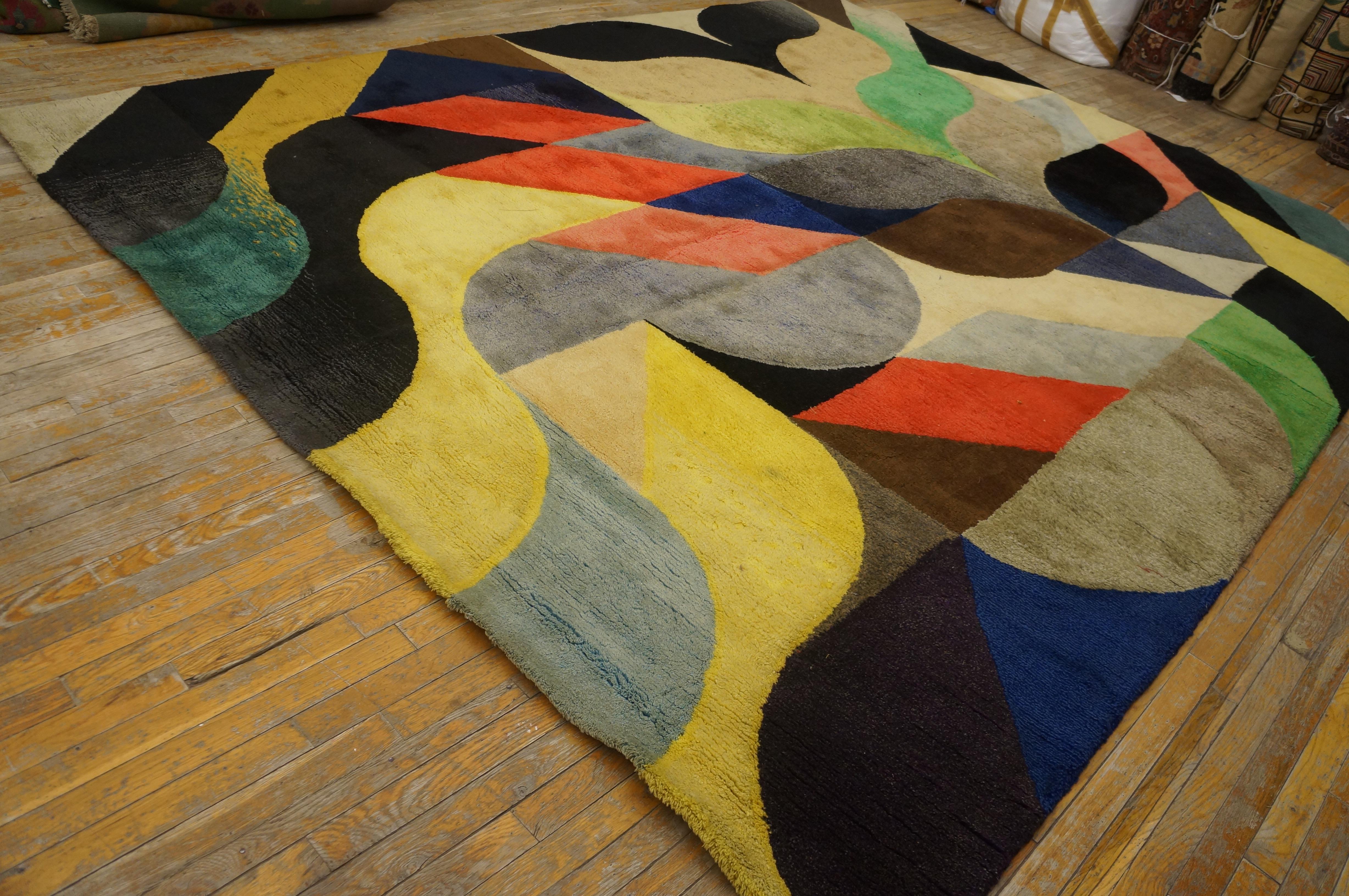 Alfombra inglesa Art Moderne Tufted de Ron English de los años 70 (9'3