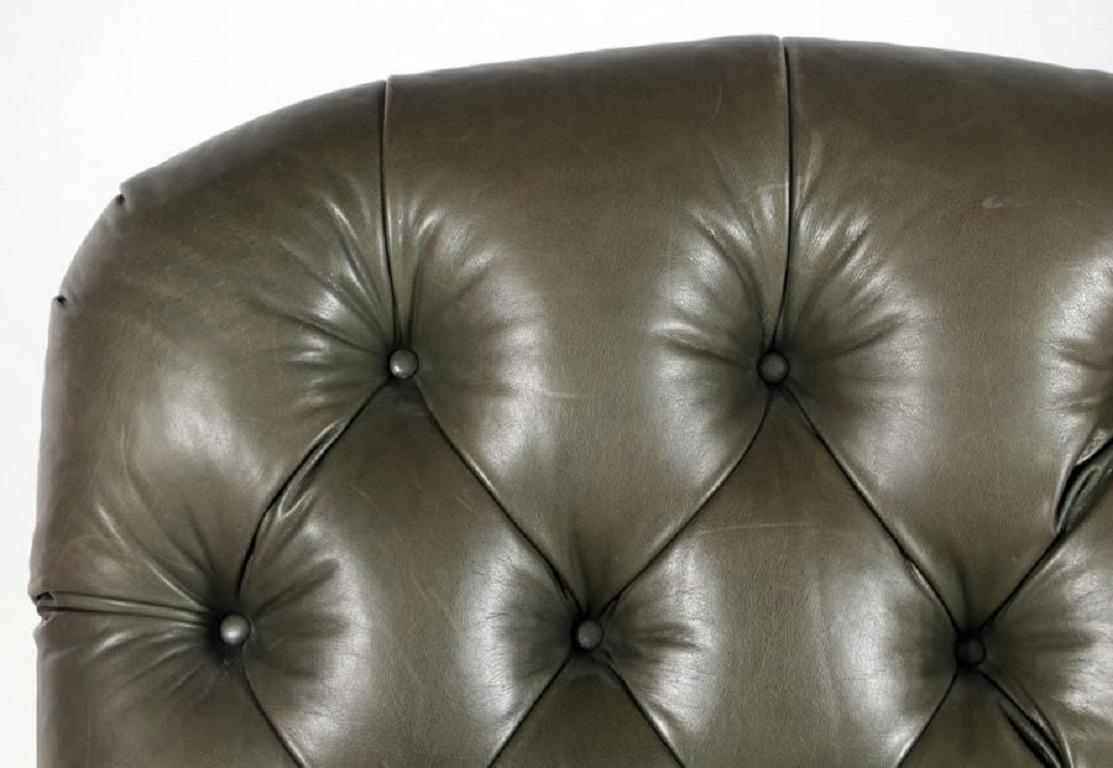Late 20th Century English Tufted Leather Side Chair For Sale