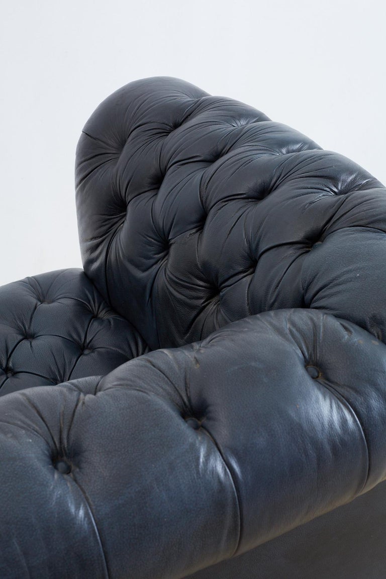 English Tufted Navy Blue Chesterfield Sofa at 1stDibs