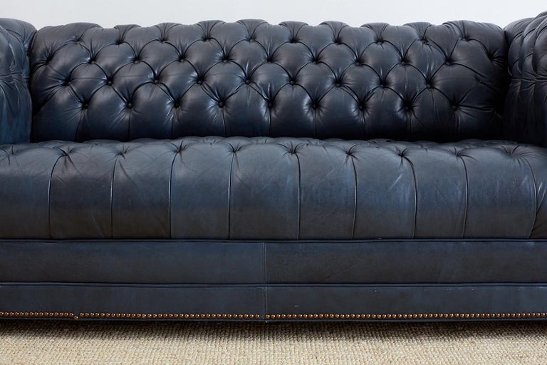 English Tufted Navy Blue Chesterfield Sofa at 1stDibs