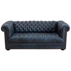 English Tufted Navy Blue Chesterfield Sofa
