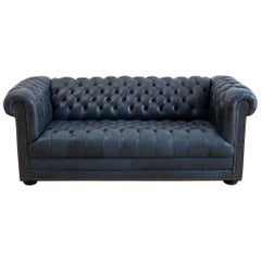 English Tufted Navy Blue Chesterfield Sofa