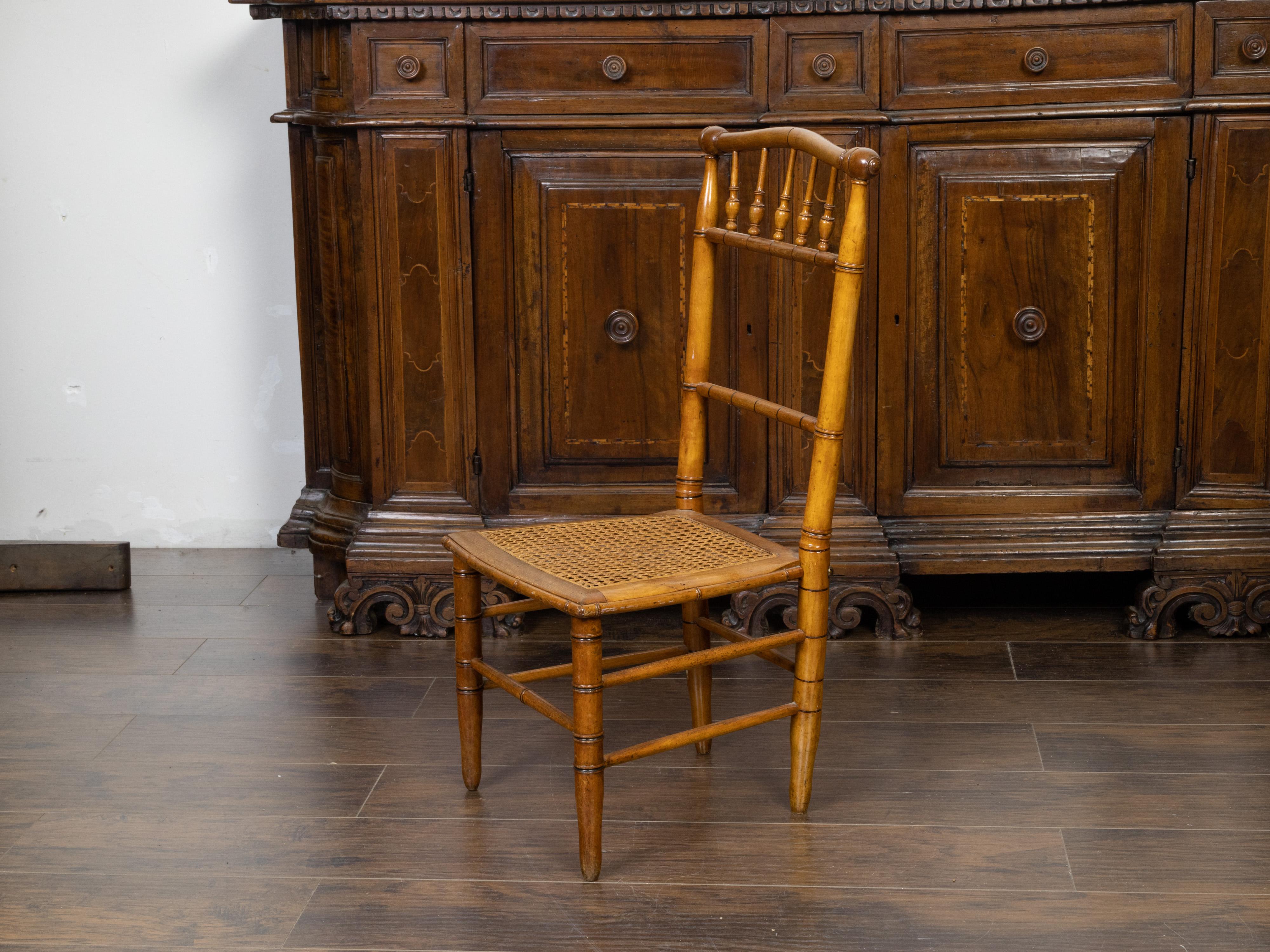 English Turn of the Century 1900s Bamboo Slipper Chair with Cane Seat For Sale 2