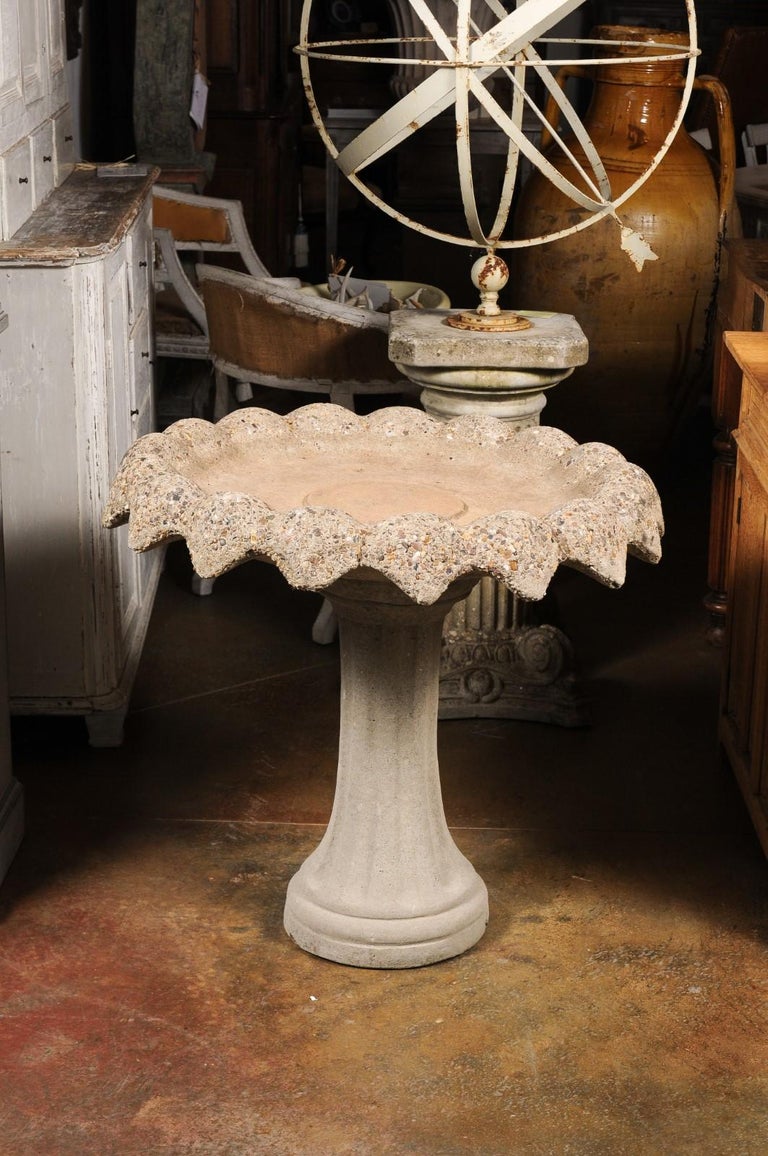 English Turn of the Century 1900s Composite Stone Bird Bath LiL For