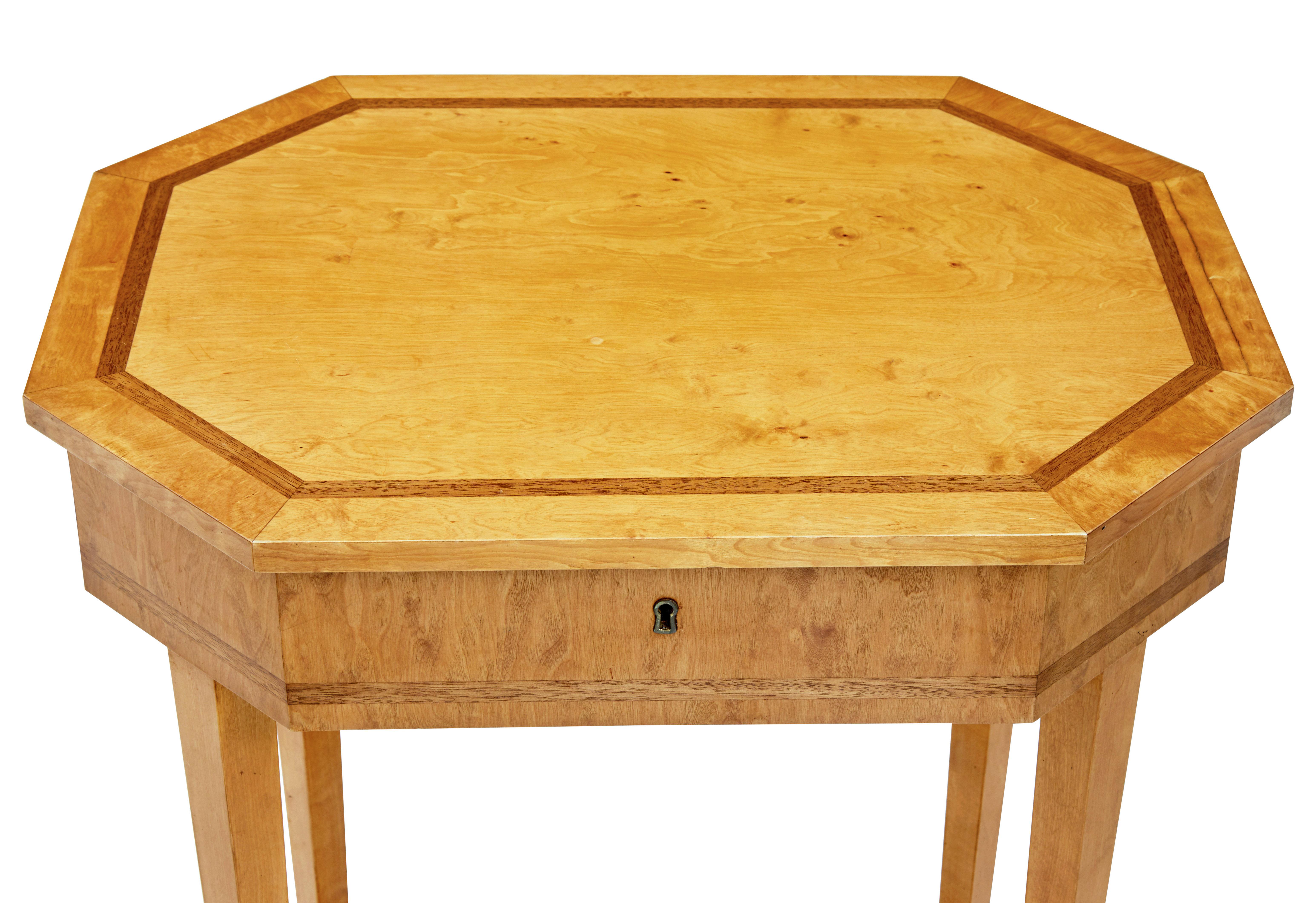 20th Century English Turn of the Century 1900s Octagonal Top Birchwood Work Table For Sale