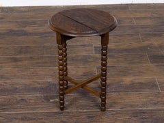 English Turn of the Century Bobbin-Turned Folding Round Side Table, circa 1900