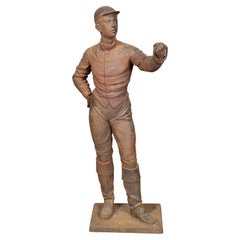 Used English Turn of the Century Iron Sculpture of a Jockey with Weathered Patina