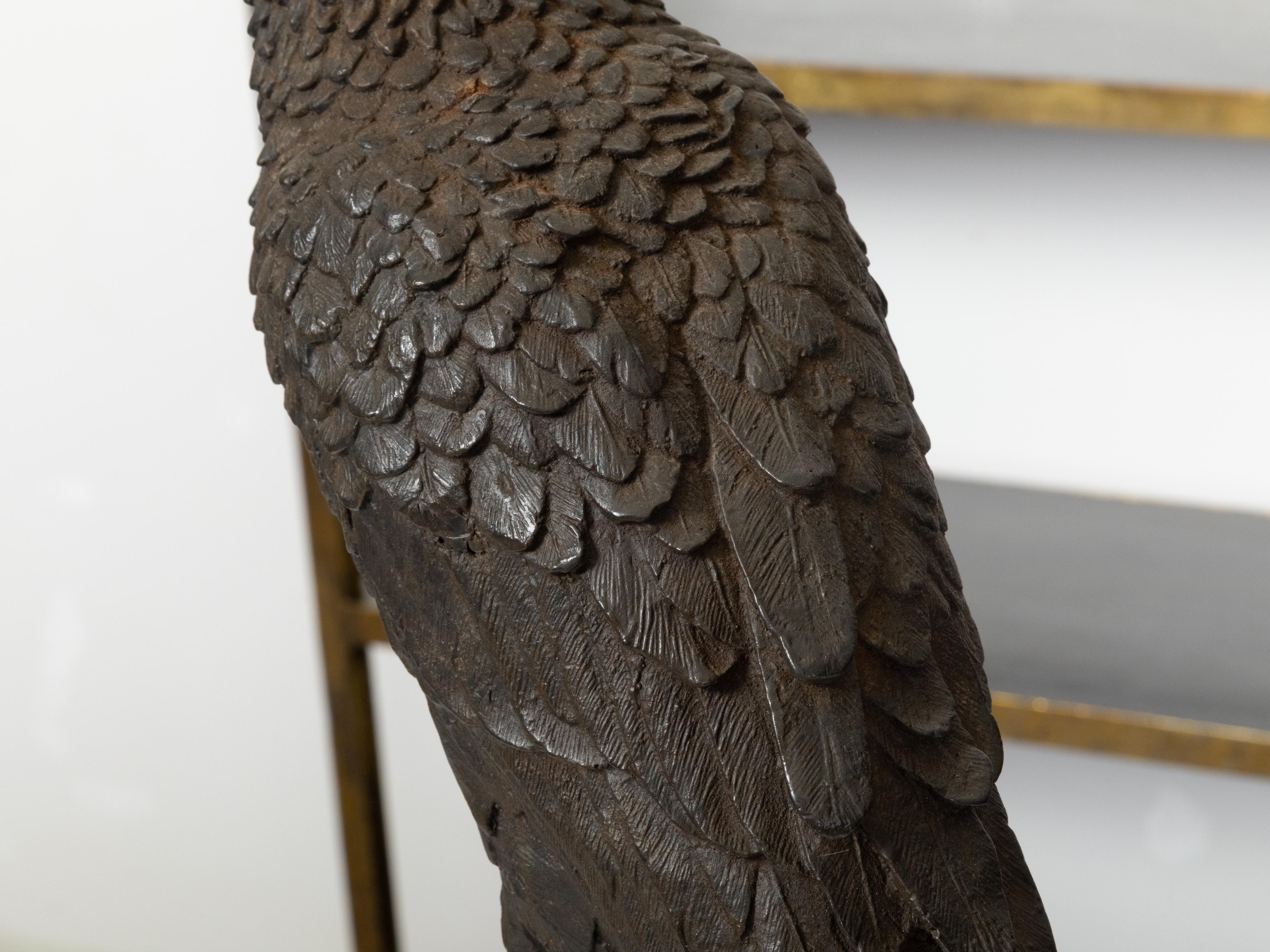 English Turn of the Century Iron Sculpture of an Eagle Perched on a Rock For Sale 4