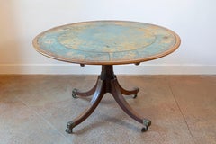 English Turn of the Century Mahogany Tilt Top Center Table with Leather Top