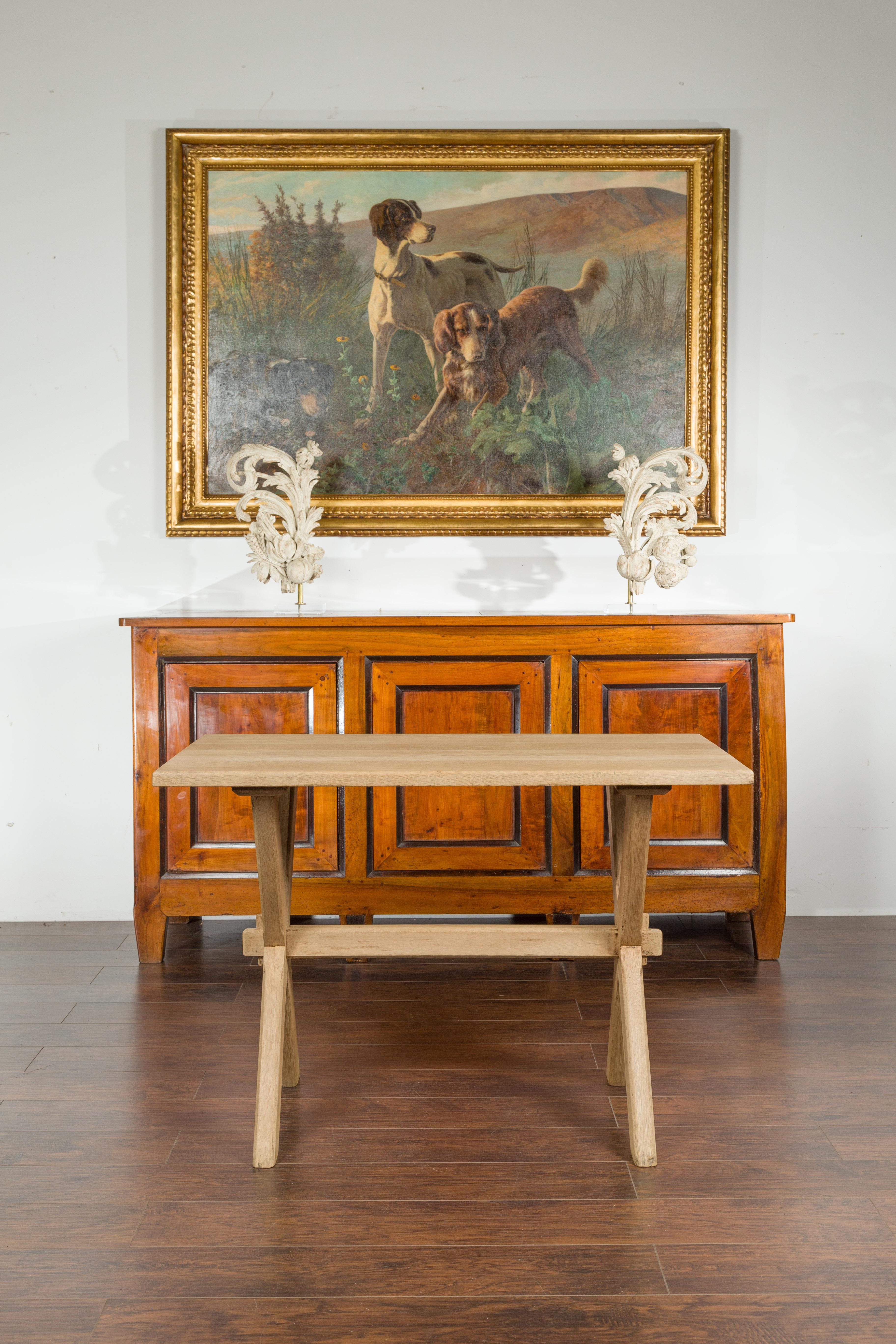 English Turn of the Century Oak Sawbuck Table with X-Form Base, circa 1900 For Sale 1