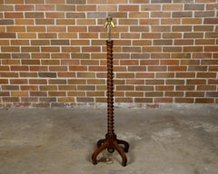 English Turn of the Century Walnut Barley Twist Floor Lamp with Two Lights