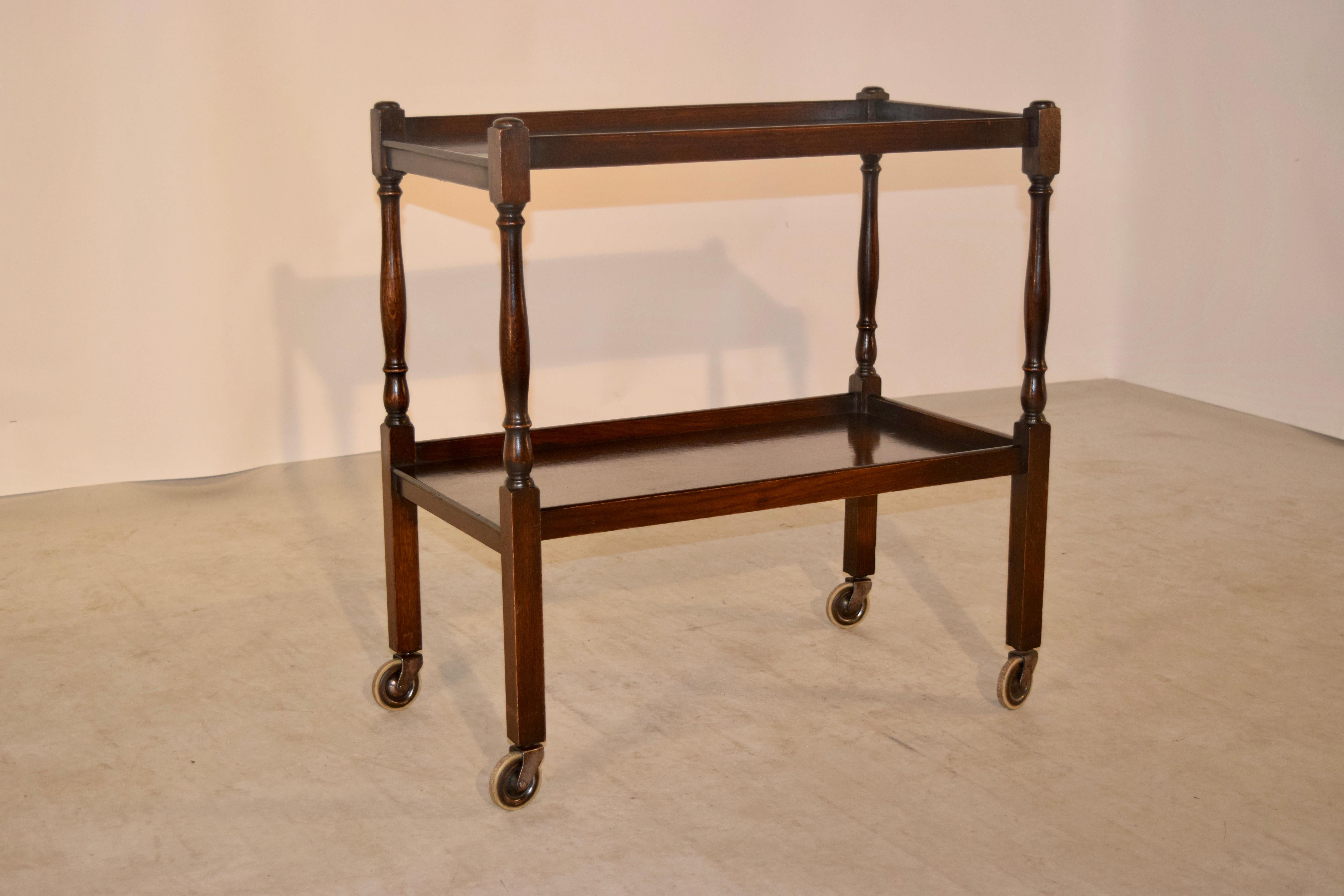 English Turned Oak Drink Cart, circa 1900 In Good Condition In High Point, NC