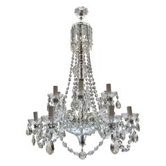 Lustre anglais à douze lumières en verre taillé