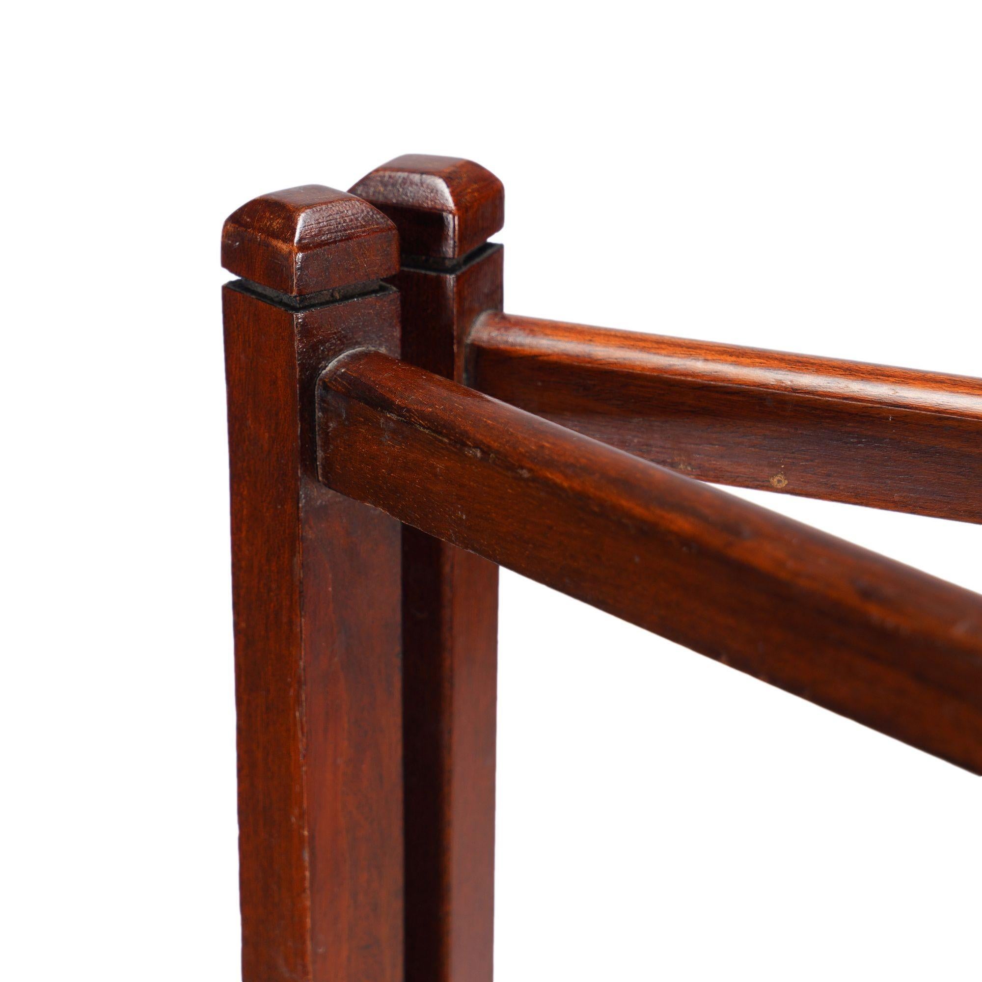 19th Century English two part mahogany towel rail, c. 1890-1910 For Sale