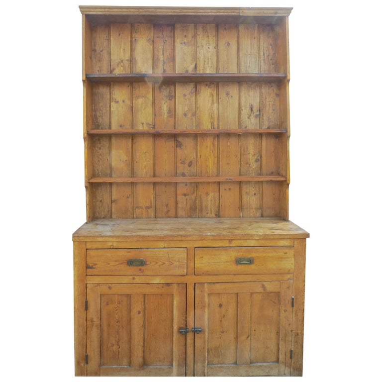 English Two Piece Dresser With Two Lower Doors Two Drawers And