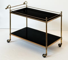 English Two-Tiered Drinks Cart or Bar Trolley with Swan Handles