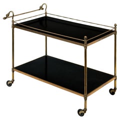 English Two-Tiered Drinks Cart or Bar Trolley with Swan Handles