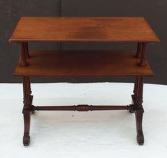 English Two-Tiered Table of Mahogany with Turned Supports