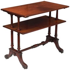 English Two-Tiered Table of Mahogany with Turned Supports