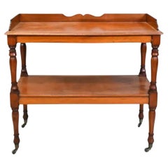 English Two-Tiered Walnut Serving Trolley