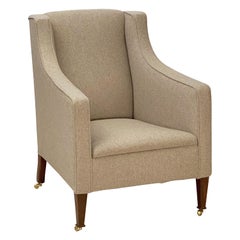 Antique English Upholstered Armchair on Tapered Legs from the Edwardian Era