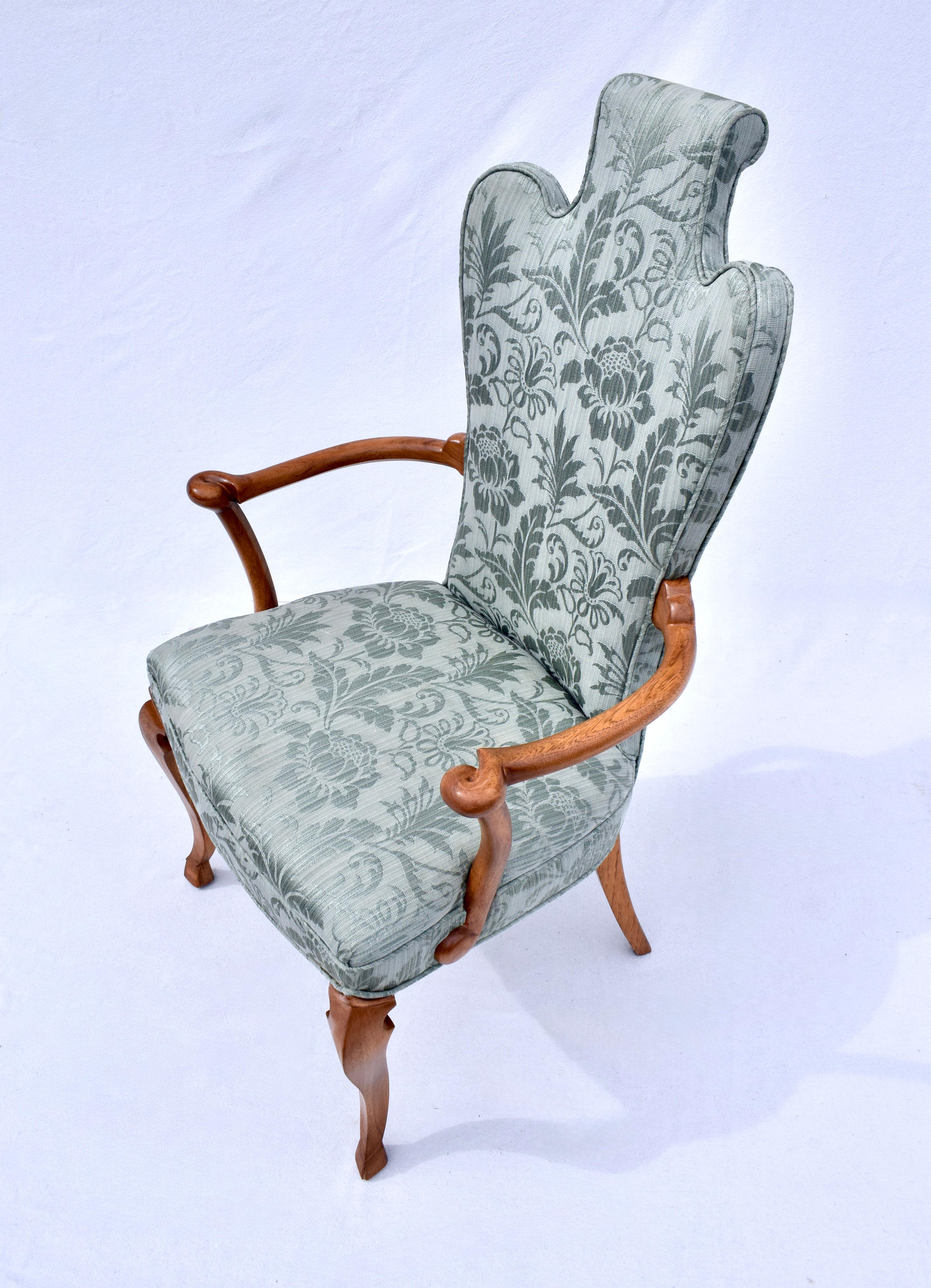Damasco Sedie da pranzo inglesi imbottite Pied-De-Biche Styling in vendita