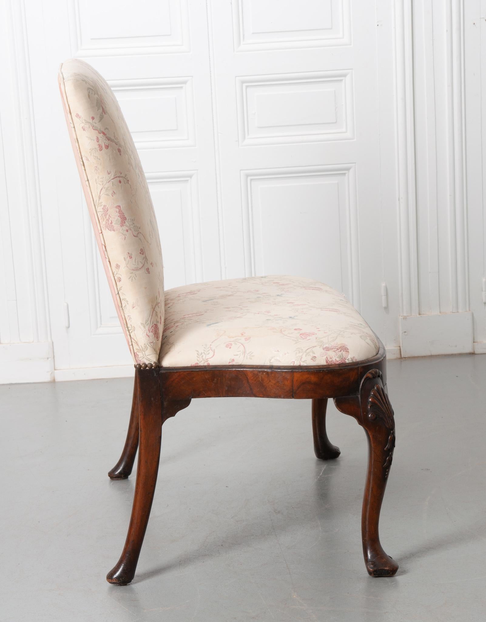 English Upholstered Mahogany Chippendale Bench 6