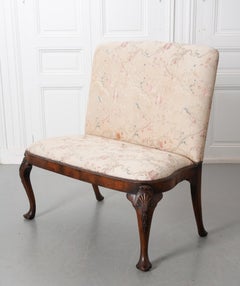 English Upholstered Mahogany Chippendale Bench