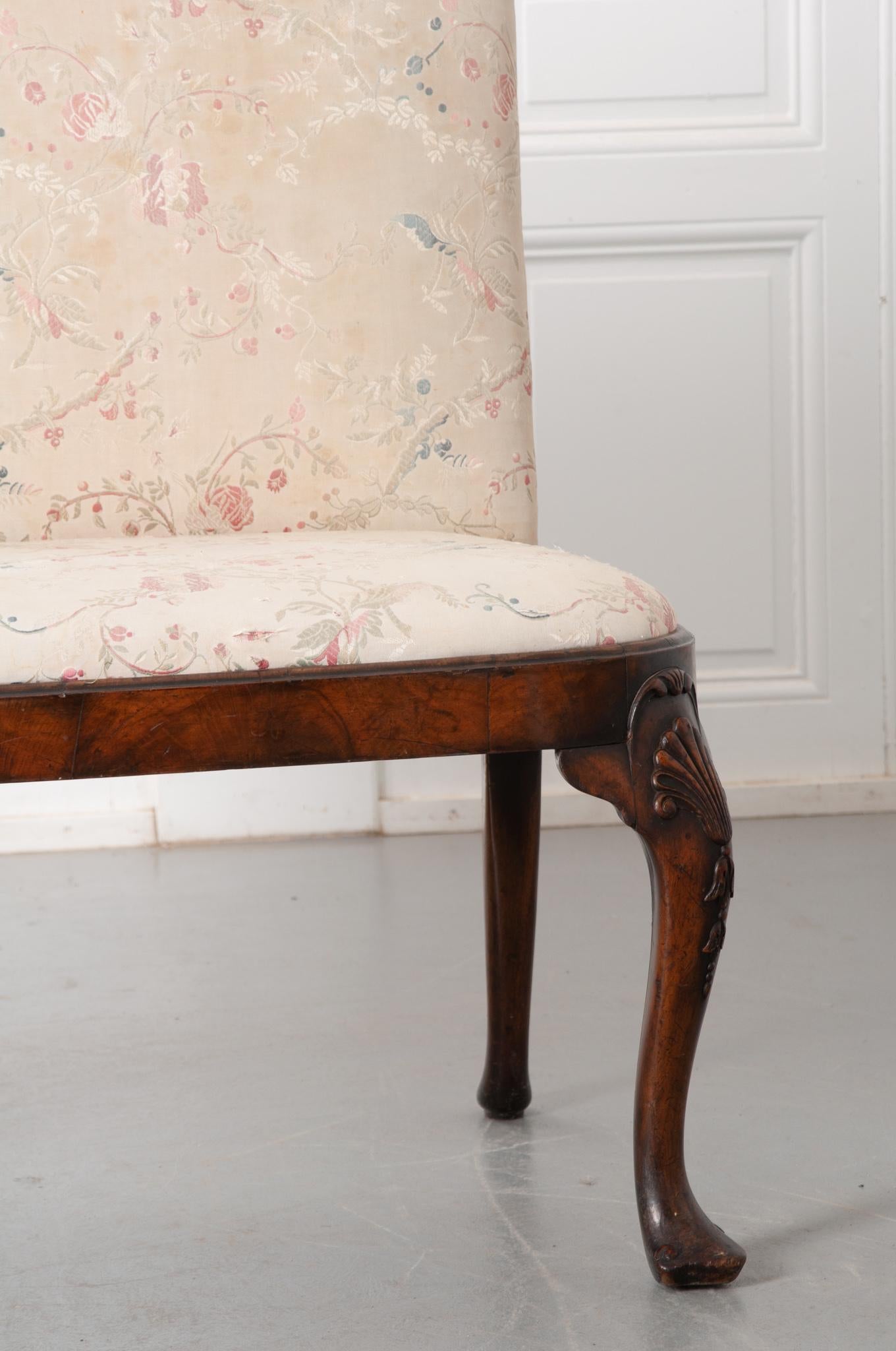 20th Century English Upholstered Mahogany Chippendale Bench