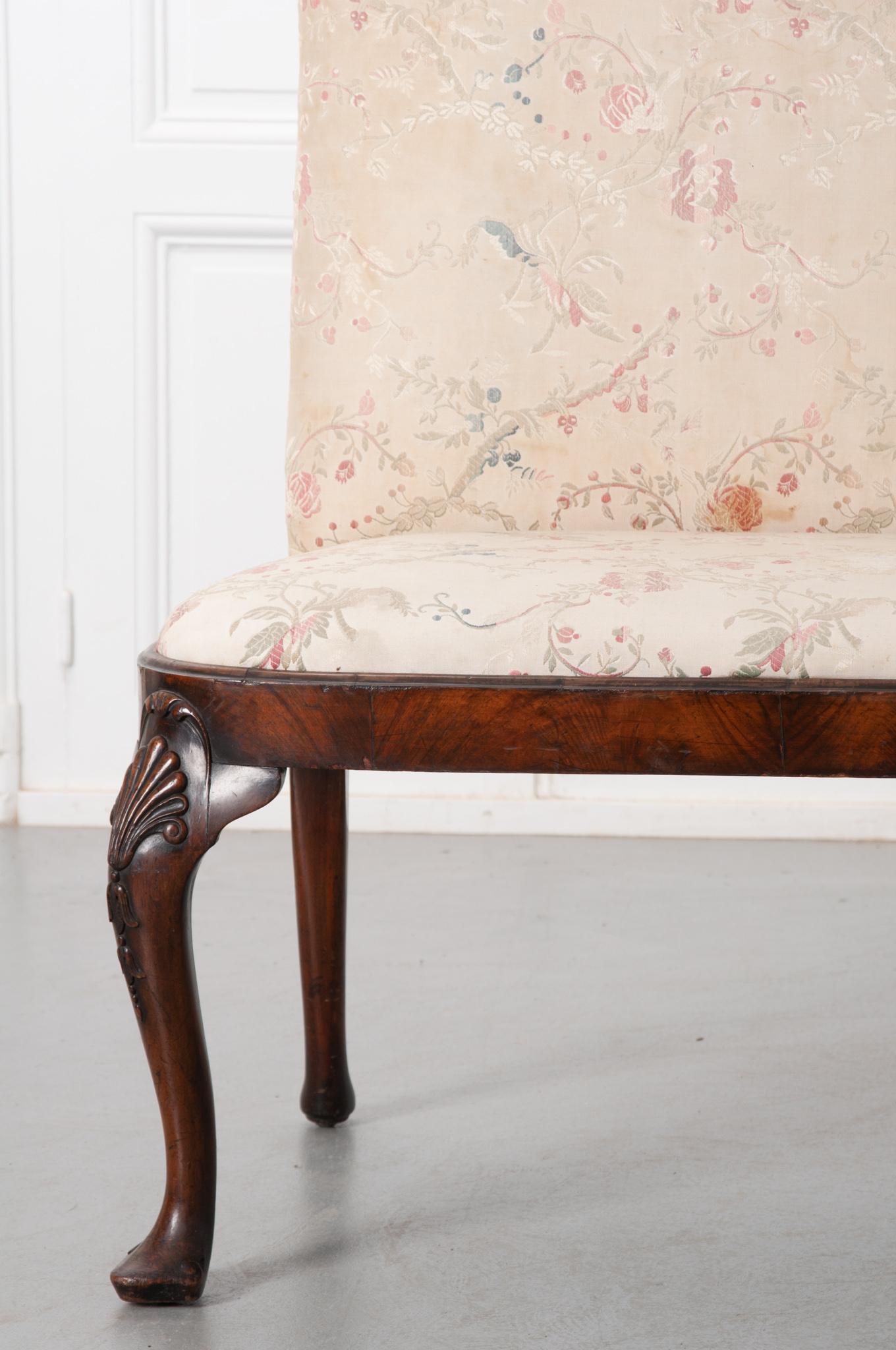 English Upholstered Mahogany Chippendale Bench 3