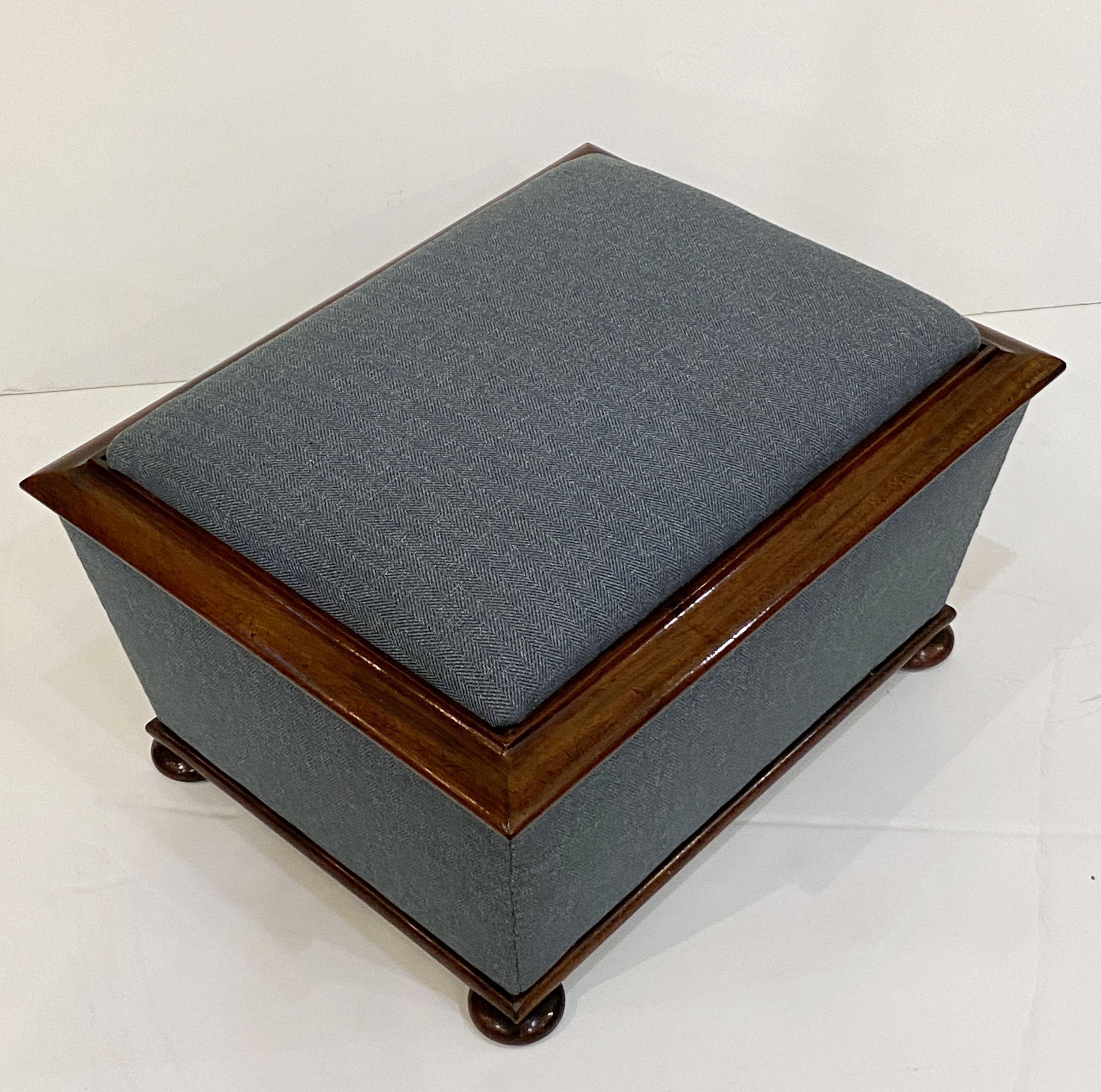 19th Century English Upholstered Trunk or Pouffe Ottoman Seat